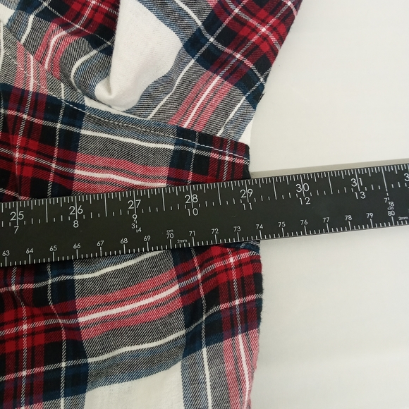 3X (24W-26W) Terra & sky FLORAL EMBROIDERED plaid button down top - Picture 8 of 10